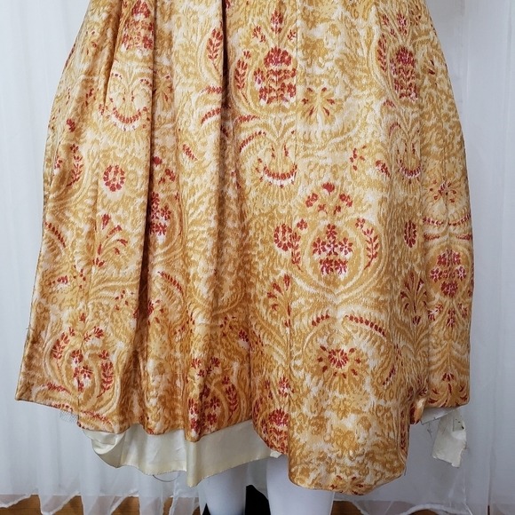 Vintage  B. Altman poof dress tulle layered yellow gold red floral square neck - Picture 4 of 16